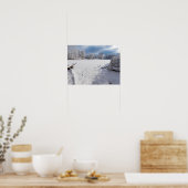 Poster paysage hivernal le long de l'étang et des forêts (Cuisine)