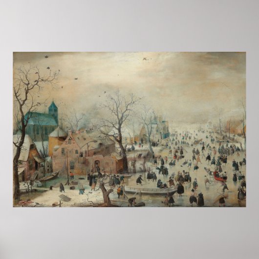 Poster Paysage hivernal Patinage sur glace par Hendrick A (Devant)