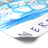 Poster Paysage hivernal Snowman Joyeux Noël (Coin)