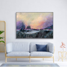 Paysage Horizon Violet Coucher de soleil Art Abstr