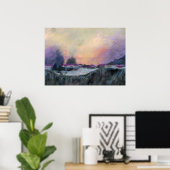 Poster Paysage Horizon Violet Coucher de soleil Art Abstr (Bureau à domicile)