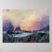Poster Paysage Horizon Violet Coucher de soleil Art Abstr (Devant)
