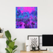 Poster Paysage impressioniste rose chaud et bleu (Bureau à domicile)