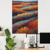 Poster Paysage impressionniste aux couleurs d'automne (Bureau à domicile)
