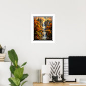 Poster Paysage impressionniste de cascade automnale (Bureau à domicile)