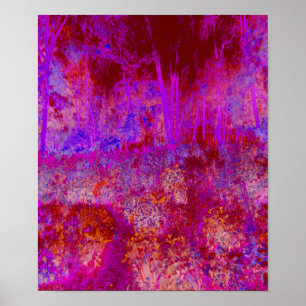 Poster Paysage Impressionniste Rouge et Magenta Tripant