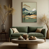 Poster Paysage Japandi Gold & Green Mountain