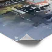 Poster Paysage japonais d'aquarelle Lac d'automne (Coin)