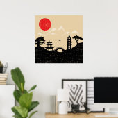 Poster Paysage japonais - Style Grunge (Bureau à domicile)