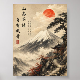 Poster Paysage Japonais Zen Silence Montagnard