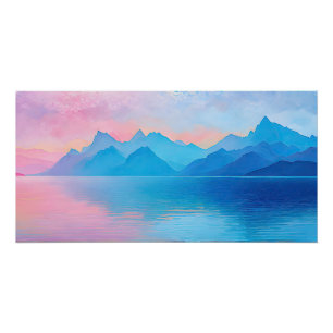 Poster Paysage large "Dunlach" rose et bleu Paysage Paysa