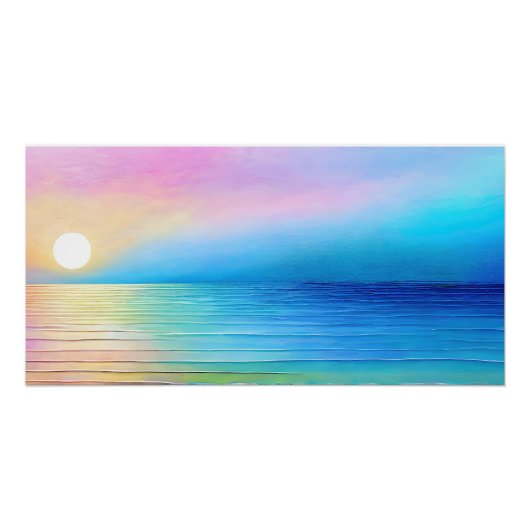 Poster Paysage large "Torranbay" rose et bleu (Devant)