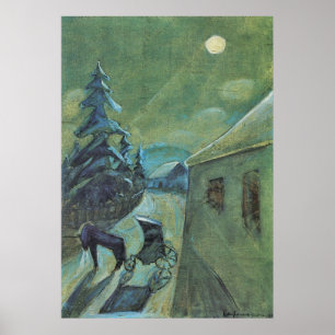 Poster Paysage lunaire avec le cheval par Walter Gramatte