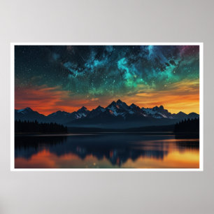 Poster Paysage magique des aurores boréales