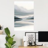 Poster Paysage marin Abstrait bleu et beige Icy (Bureau à domicile)