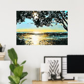 Poster Paysage marin aquarelle au lever du soleil (Bureau à domicile)
