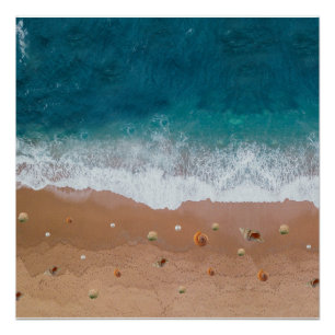 POSTER PAYSAGE MARIN COQUILLAGES DE PLAGE VACANCES D'ÉTÉ
