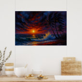 Poster Paysage marin de Tempête Embrasée (Cuisine)