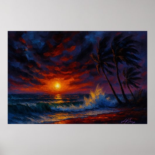 Poster Paysage marin de Tempête Embrasée (Devant)