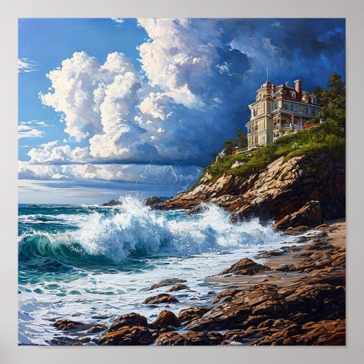Poster 🌊 Paysage marin dramatique Vagues océaniques Couc (Devant)