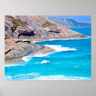 Poster Paysage marin pittoresque Vagues douces falaises P