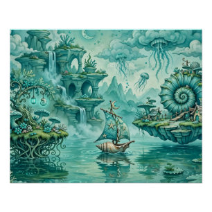 Poster Paysage Marin Rêveur Surréaliste Fantastique en Ve