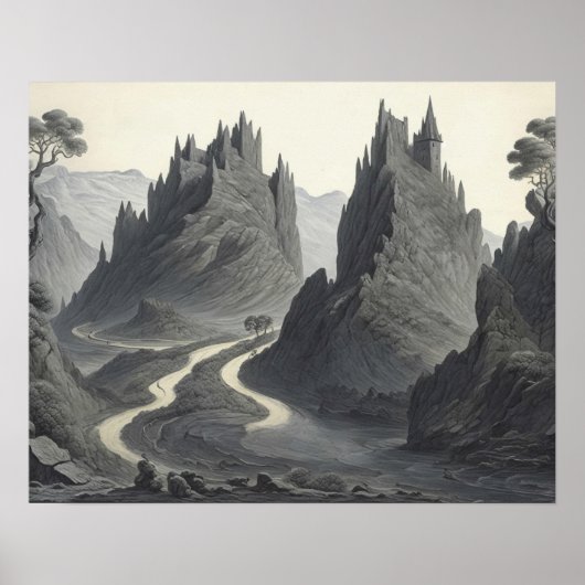 Poster Paysage médiéval artistique Peinture Art numérique (Devant)