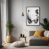 Poster Paysage minimaliste noir et blanc Art Abstrait