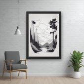 Poster Paysage minimaliste noir et blanc Art Abstrait