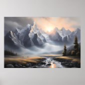 Poster Paysage montagnard enchanté Maison Whimsical (Devant)