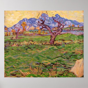 Poster Paysage Montagnes de l'olivier, Van Gogh Art