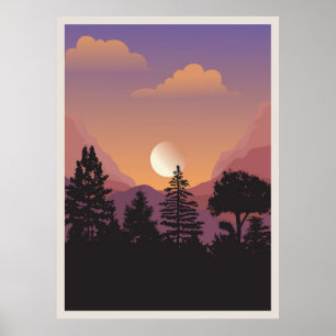 Poster Paysage montagneux abstrait