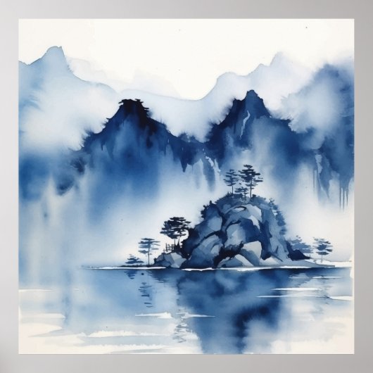 Poster Paysage montagneux Abstrait (Devant)