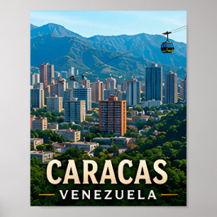 Poster Paysage montagneux de Caracas et esprit vénézuélie