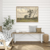 Poster Paysage, moutons et bergers, art vintage.