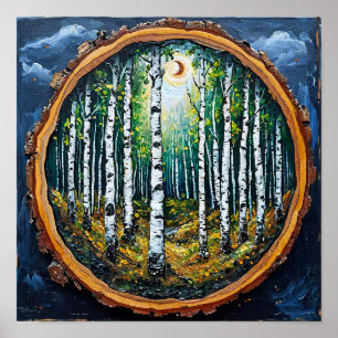 Poster Paysage naturel de la forêt de bouleaux