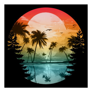 Poster Paysage naturel de plage cadeau de vacances d'été