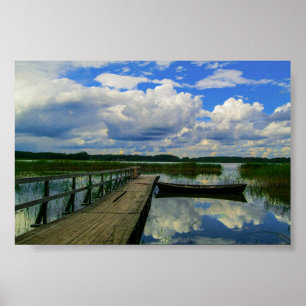 Poster Paysage naturel Paysage Lac Bateau Biélorussie Pos