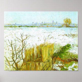 Poster Paysage neigeux Arles Arrière - plan Van Gogh Art