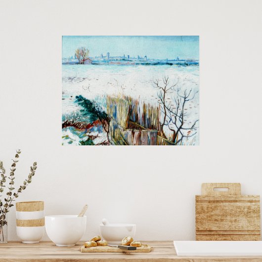Poster Paysage neigeux avec Arles par Vincent van Gogh (Cuisine)