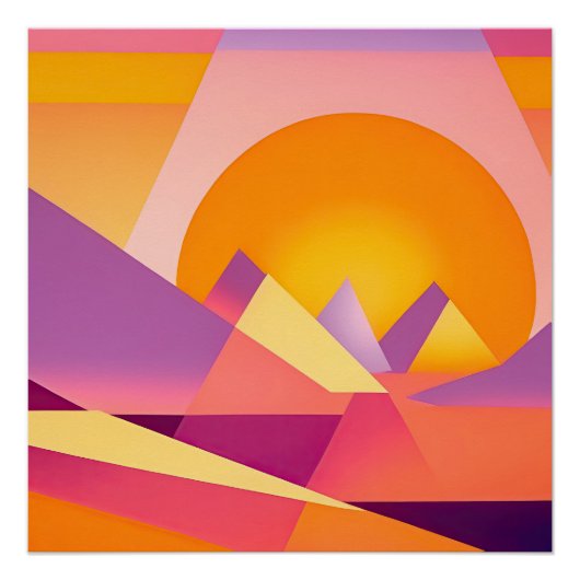 POSTER PAYSAGE NEO GEO SUNSET (Devant)