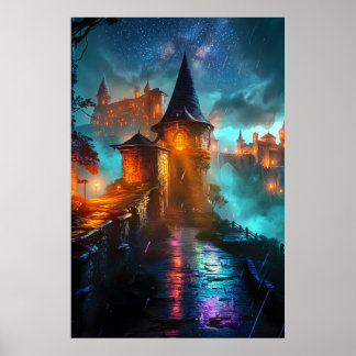 Poster Paysage néon Cyberpunk de ville de science-fiction