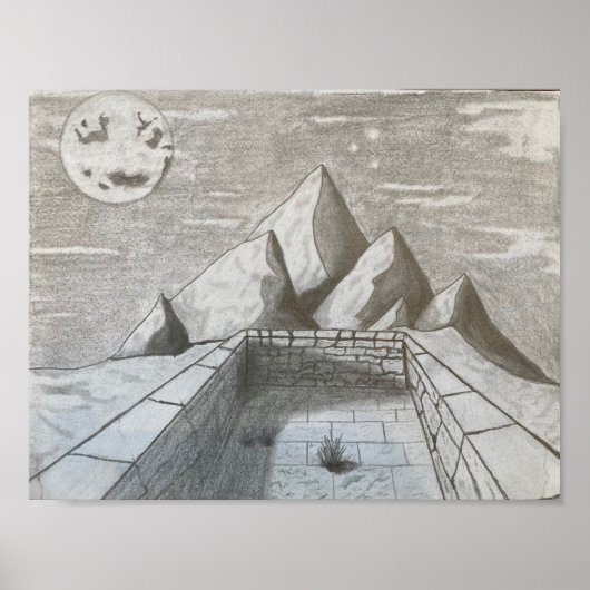 Poster Paysage nocturne dans les montagnes (Devant)