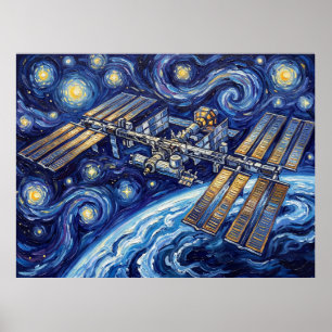 Poster Paysage nocturne étoilé de la Station spatiale int