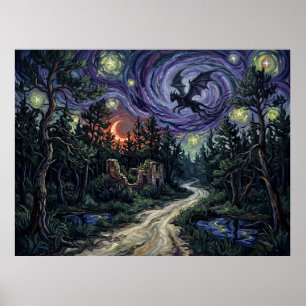Poster Paysage nocturne étoilé de Pine Barrens Jersey Dev