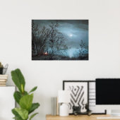 POSTER PAYSAGE NOCTURNE ROMANTIQUE EN BLEU (Bureau à domicile)