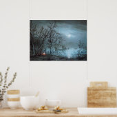 POSTER PAYSAGE NOCTURNE ROMANTIQUE EN BLEU (Cuisine)