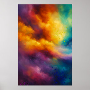 Poster Paysage nuageux abstrait aux couleurs vives