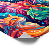 Poster Paysage onirique de chat vibrant – Psychedelique B (Coin)