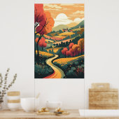 Poster Paysage paisible et arbres d'automne Wall Art (Cuisine)